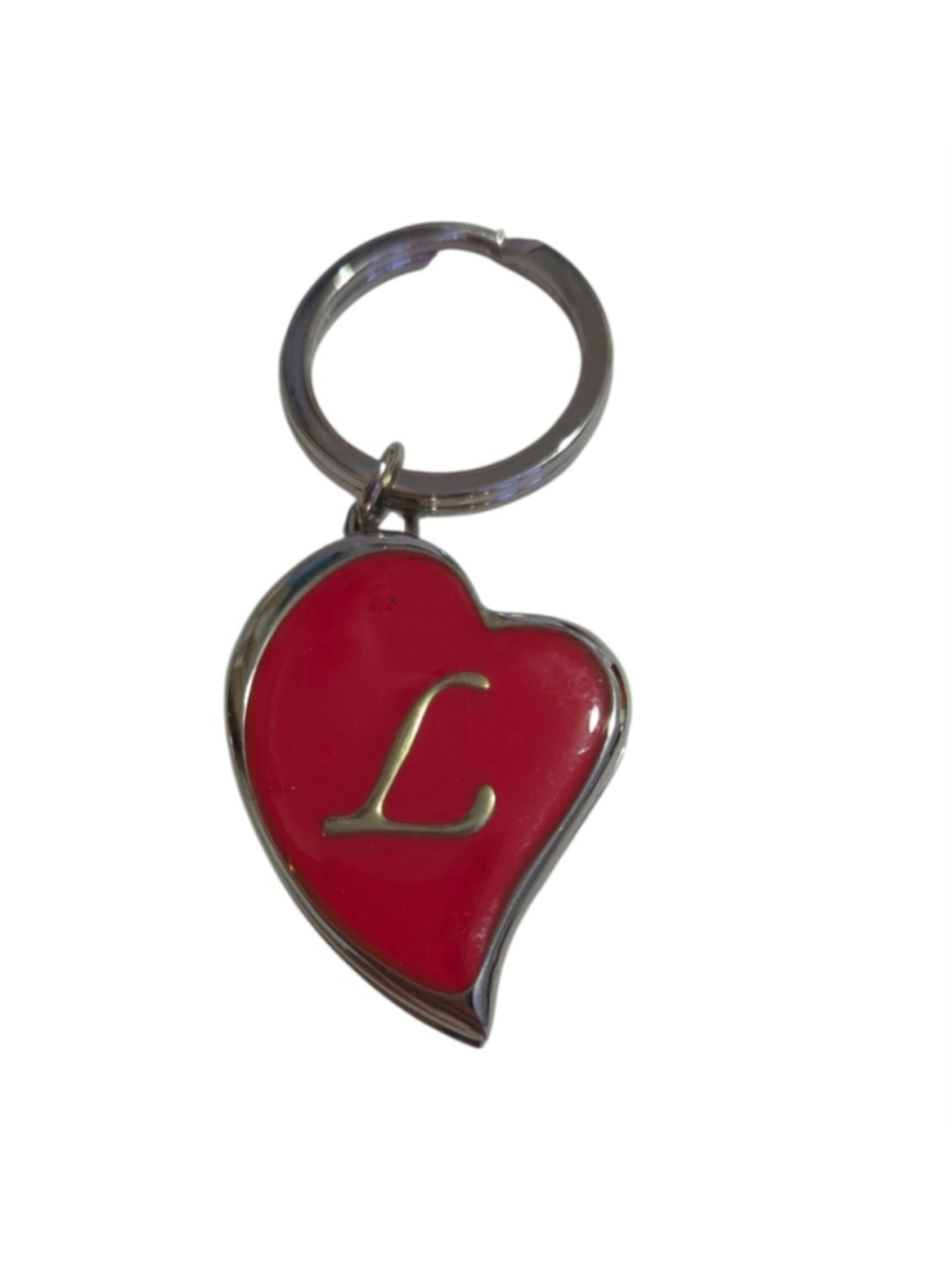 Women's Unbranded Heart Initial L Locket Mirror Keychain One Size Red Silver